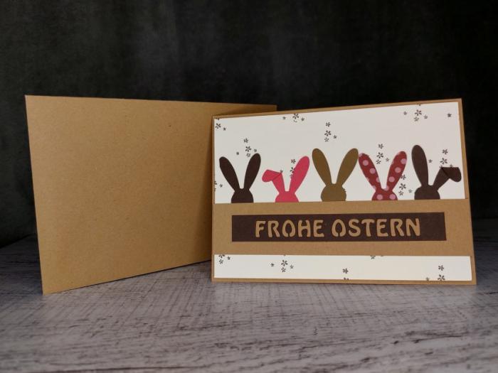 Grußkarte Frohe Ostern Ohren handgemacht